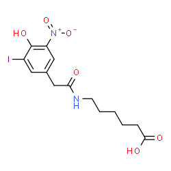 ChemSpider 2D Image | 6-{[(4-Hydroxy-3-iodo-5-nitrophenyl)acetyl]amino}hexanoic acid | C14H17IN2O6