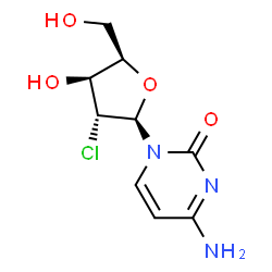 ChemSpider 2D Image | 4-Amino-1-(2-chloro-2-deoxy-beta-D-xylofuranosyl)-2(1H)-pyrimidinone | C9H12ClN3O4