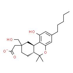 ChemSpider 2D Image | [(6aR,10aR)-1-Hydroxy-9-(hydroxymethyl)-6,6-dimethyl-3-pentyl-6a,7,8,9,10,10a-hexahydro-6H-benzo[c]chromen-9-yl]acetate | C23H33O5