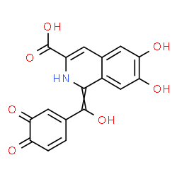 ChemSpider 2D Image | 1-[(3,4-Dioxo-1,5-cyclohexadien-1-yl)(hydroxy)methylene]-6,7-dihydroxy-1,2-dihydro-3-isoquinolinecarboxylic acid | C17H11NO7
