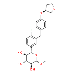 ChemSpider 2D Image | Methyl (5S)-5-(4-chloro-3-{4-[(3S)-tetrahydro-3-furanyloxy]benzyl}phenyl)-beta-L-xylopyranoside | C23H27ClO7
