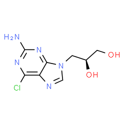 ChemSpider 2D Image | (2S)-3-(2-Amino-6-chloro-9H-purin-9-yl)-1,2-propanediol | C8H10ClN5O2