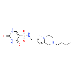 ChemSpider 2D Image | N-[(5-Butyl-4,5,6,7-tetrahydropyrazolo[1,5-a]pyrazin-2-yl)methyl]-2,4-dioxo-1,2,3,4-tetrahydro-5-pyrimidinesulfonamide | C15H22N6O4S