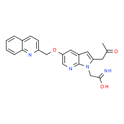ChemSpider 2D Image | 2-[2-(2-Oxopropyl)-5-(2-quinolinylmethoxy)-1H-pyrrolo[2,3-b]pyridin-1-yl]ethanimidic acid | C22H20N4O3