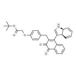 ChemSpider 2D Image | 2-Methyl-2-propanyl [4-({1-[(3aS,7aS)-3a,7a-dihydro-1H-indol-3-yl]-3,4-dioxo-3,4-dihydro-2-naphthalenyl}methyl)phenoxy]acetate | C31H29NO5