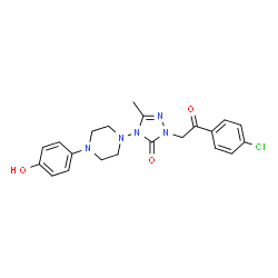 ChemSpider 2D Image | 2-[2-(4-Chlorophenyl)-2-oxoethyl]-4-[4-(4-hydroxyphenyl)-1-piperazinyl]-5-methyl-2,4-dihydro-3H-1,2,4-triazol-3-one | C21H22ClN5O3