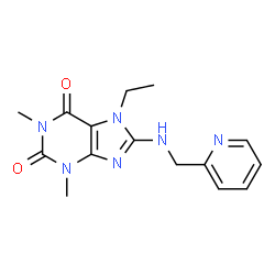 ChemSpider 2D Image | 7-Ethyl-1,3-dimethyl-8-[(2-pyridinylmethyl)amino]-3,7-dihydro-1H-purine-2,6-dione | C15H18N6O2