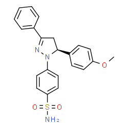 ChemSpider 2D Image | 4-[(5S)-5-(4-Methoxyphenyl)-3-phenyl-4,5-dihydro-1H-pyrazol-1-yl]benzenesulfonamide | C22H21N3O3S