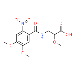 ChemSpider 2D Image | 3-[(4,5-Dimethoxy-2-nitrobenzoyl)amino]-2-methoxypropanoic acid | C13H16N2O8