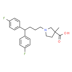 ChemSpider 2D Image | 1-[4,4-Bis(4-fluorophenyl)butyl]-3-methyl-3-pyrrolidinecarboxylic acid | C22H25F2NO2
