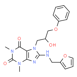 ChemSpider 2D Image | 8-[(2-Furylmethyl)amino]-7-(2-hydroxy-3-phenoxypropyl)-1,3-dimethyl-3,7-dihydro-1H-purine-2,6-dione | C21H23N5O5