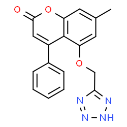 ChemSpider 2D Image | 7-Methyl-4-phenyl-5-(2H-tetrazol-5-ylmethoxy)-2H-chromen-2-one | C18H14N4O3