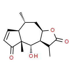 ChemSpider 2D Image | (3aS,4S,4aR,7aR,8R,9aR)-4-Hydroxy-3,4a,8-trimethyl-3,3a,4,4a,7a,8,9,9a-octahydroazuleno[6,5-b]furan-2,5-dione | C15H20O4