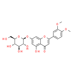 ChemSpider 2D Image | 2-(3,4-Dimethoxyphenyl)-5-hydroxy-4-oxo-4H-chromen-7-yl beta-D-glucopyranoside | C23H24O11