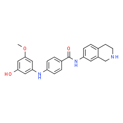 ChemSpider 2D Image | 4-[(3-Hydroxy-5-methoxyphenyl)amino]-N-(1,2,3,4-tetrahydro-7-isoquinolinyl)benzamide | C23H23N3O3