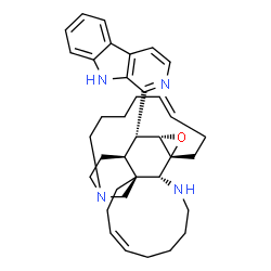 ChemSpider 2D Image | (1R,2R,8Z,12R,13S,21E,26S,27R)-27-(9H-beta-Carbolin-1-yl)-25-oxa-3,16-diazapentacyclo[11.11.3.1~12,16~.0~1,26~.0~2,12~]octacosa-8,21-diene | C36H46N4O