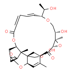 ChemSpider 2D Image | (1'R,2S,3'R,6'R,8'R,12'S,14'R,15'S,18'R,19'E,25'R,26'S)-6',15'-Dihydroxy-18'-[(1R)-1-hydroxyethyl]-5',14',26'-trimethyl-11'H,23'H-spiro[oxirane-2,27'-[2,10,13,17,24]pentaoxapentacyclo[23.2.1.0~3,8~.0~
8,26~.0~12,14~]octacosa[4,19,21]triene]-11',23'-dione | C29H38O11