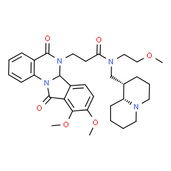 ChemSpider 2D Image | 3-(9,10-Dimethoxy-5,11-dioxo-6a,11-dihydroisoindolo[2,1-a]quinazolin-6(5H)-yl)-N-(2-methoxyethyl)-N-[(1S,9aR)-octahydro-2H-quinolizin-1-ylmethyl]propanamide | C33H42N4O6