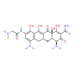 ChemSpider 2D Image | (4S,4aS,5aR,12aR)-4,7-Bis(dimethylamino)-9-[(N,N-dimethylglycyl)amino]-1,10,11,12a-tetrahydroxy-3,12-dioxo-3,4,4a,5,5a,6,12,12a-octahydro-2-tetracenecarboxamide | C27H35N5O8