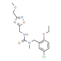 ChemSpider 2D Image | 1-(5-Chloro-2-ethoxybenzyl)-3-{[3-(methoxymethyl)-1,2,4-oxadiazol-5-yl]methyl}-1-methylurea | C16H21ClN4O4