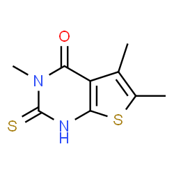 ChemSpider 2D Image | 3,5,6-Trimethyl-2-thioxo-2,3-dihydrothieno[2,3-d]pyrimidin-4(1H)-one | C9H10N2OS2