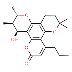 ChemSpider 2D Image | (10S,11R,12S)-12-Hydroxy-6,6,10,11-tetramethyl-4-propyl-7,8,11,12-tetrahydro-2H,6H,10H-dipyrano[2,3-f:2',3'-h]chromen-2-one | C22H28O5