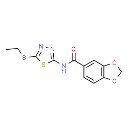 ChemSpider 2D Image | N-[5-(Ethylsulfanyl)-1,3,4-thiadiazol-2-yl]-1,3-benzodioxole-5-carboxamide | C12H11N3O3S2