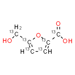 ChemSpider 2D Image | 5-[Hydroxy(~13~C)methyl]-2-(~13~C_4_)furan(~13~C)carboxylic acid | 13C6H6O4