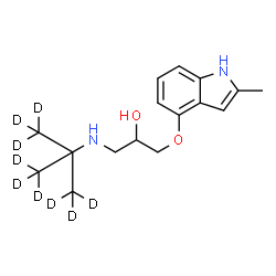 ChemSpider 2D Image | 1-[(2-Methyl-1H-indol-4-yl)oxy]-3-{[2-(~2~H_3_)methyl(~2~H_6_)-2-propanyl]amino}-2-propanol | C16H15D9N2O2