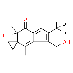 ChemSpider 2D Image | 6'-Hydroxy-3'-(hydroxymethyl)-4',6'-dimethyl-2'-(~2~H_3_)methylspiro[cyclopropane-1,5'-inden]-7'(6'H)-one | C15H15D3O3