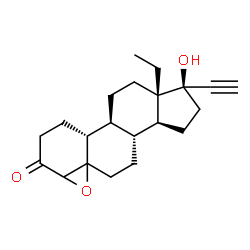 ChemSpider 2D Image | (4aR,4bS,6aS,7R,9aS,9bR)-6a-Ethyl-7-ethynyl-7-hydroxytetradecahydrocyclopenta[7,8]phenanthro[1,10a-b]oxiren-2(1aH)-one (non-preferred name) | C21H28O3