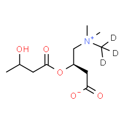 ChemSpider 2D Image | (3R)-4-{Dimethyl[(~2~H_3_)methyl]ammonio}-3-[(3-hydroxybutanoyl)oxy]butanoate | C11H18D3NO5