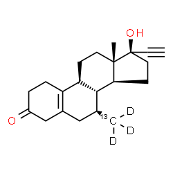 ChemSpider 2D Image | (7alpha,17alpha)-17-Hydroxy-7-(~13~C,~2~H_3_)methyl-19-norpregn-5(10)-en-20-yn-3-one | C2013CH25D3O2