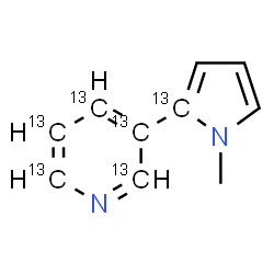 ChemSpider 2D Image | 3-[1-Methyl(2-~13~C)-1H-pyrrol-2-yl](~13~C_5_)pyridine | C413C6H10N2