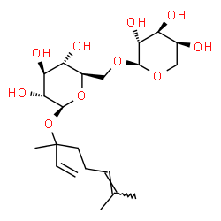 ChemSpider 2D Image | 3,7-Dimethyl-1,6-octadien-3-yl 6-O-alpha-L-arabinopyranosyl-beta-D-glucopyranoside | C21H36O10