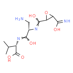 ChemSpider 2D Image | (Z)-N-{(2S)-3-Amino-1-hydroxy-2-[(Z)-(hydroxy{3-[hydroxy(imino)methyl]-2-oxiranyl}methylene)amino]propylidene}-L-valine | C12H20N4O6