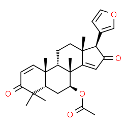 ChemSpider 2D Image | (5beta,7beta,9beta,17beta)-17-(3-Furyl)-4,4,8-trimethyl-3,16-dioxoandrosta-1,14-dien-7-yl acetate | C28H34O5