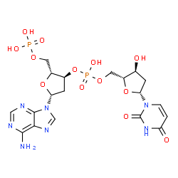 ChemSpider 2D Image | [(2R,3S,5R)-5-(6-Amino-9H-purin-9-yl)-3-{[{[(2R,3S,5R)-5-(2,4-dioxo-3,4-dihydro-1(2H)-pyrimidinyl)-3-hydroxytetrahydro-2-furanyl]methoxy}(hydroxy)phosphoryl]oxy}tetrahydro-2-furanyl]methyl dihydrogen 
phosphate | C19H25N7O13P2