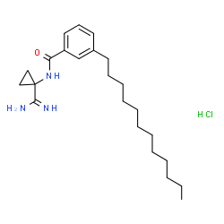 ChemSpider 2D Image | N-(1-Carbamimidoylcyclopropyl)-3-dodecylbenzamide hydrochloride (1:1) | C23H38ClN3O