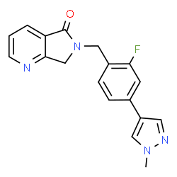ChemSpider 2D Image | 6-[2-Fluoro-4-(1-methyl-1H-pyrazol-4-yl)benzyl]-6,7-dihydro-5H-pyrrolo[3,4-b]pyridin-5-one | C18H15FN4O
