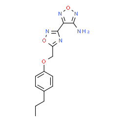 ChemSpider 2D Image | 4-{5-[(4-Propylphenoxy)methyl]-1,2,4-oxadiazol-3-yl}-1,2,5-oxadiazol-3-amine | C14H15N5O3