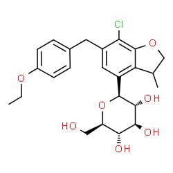ChemSpider 2D Image | (1S)-1,5-Anhydro-1-[7-chloro-6-(4-ethoxybenzyl)-3-methyl-2,3-dihydro-1-benzofuran-4-yl]-D-glucitol | C24H29ClO7