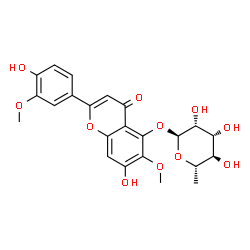 ChemSpider 2D Image | 7-Hydroxy-2-(4-hydroxy-3-methoxyphenyl)-6-methoxy-4-oxo-4H-chromen-5-yl 6-deoxy-alpha-L-mannopyranoside | C23H24O11