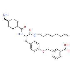 ChemSpider 2D Image | 3-({4-[(2S)-2-({[trans-4-(Aminomethyl)cyclohexyl]carbonyl}amino)-3-(octylamino)-3-oxopropyl]phenoxy}methyl)benzoic acid | C33H47N3O5