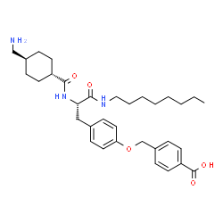 ChemSpider 2D Image | 4-({4-[(2S)-2-({[trans-4-(Aminomethyl)cyclohexyl]carbonyl}amino)-3-(octylamino)-3-oxopropyl]phenoxy}methyl)benzoic acid | C33H47N3O5