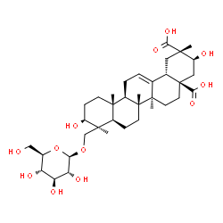 ChemSpider 2D Image | (3beta,21beta)-24-(beta-D-Glucopyranosyloxy)-3,21-dihydroxyolean-12-ene-28,29-dioic acid | C36H56O12