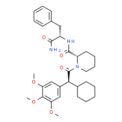 ChemSpider 2D Image | Nalpha-({(2S)-1-[(2S)-2-Cyclohexyl-2-(3,4,5-trimethoxyphenyl)acetyl]-2-piperidinyl}carbonyl)-L-phenylalaninamide | C32H43N3O6