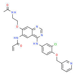 ChemSpider 2D Image | N-[7-(2-Acetamidoethoxy)-4-{[3-chloro-4-(3-pyridinylmethoxy)phenyl]amino}-6-quinazolinyl]acrylamide | C27H25ClN6O4