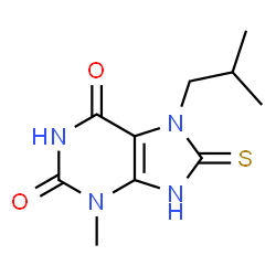 ChemSpider 2D Image | 7-Isobutyl-3-methyl-8-thioxo-3,7,8,9-tetrahydro-1H-purine-2,6-dione | C10H14N4O2S