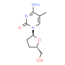 ChemSpider 2D Image | 4-Amino-1-[(2S,5S)-5-(hydroxymethyl)tetrahydro-2-furanyl]-5-methyl-2(1H)-pyrimidinone | C10H15N3O3